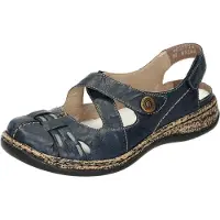 Rieker Damen Ballerina Sandale Leder sportlich 46377, Größe:38 EU, Farbe:Blau