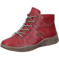Rieker Damen Schnürboot warm gefüttert Stiefelette Ziernaht Schnürung Y8412, Größe:38 EU, Farbe:Rot