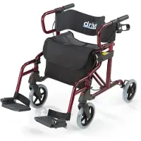 Drive Medical Rollator Diamond Deluxe, 136 kg, Faltbar, Aluminium, Rot, Schwarz, Rollator