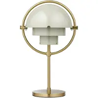 Gubi Multi-Lite Portable Tischlampe, messing/grau, 30 cm - , Multi-Lite, dimmbar, Gold / Messing, für Wohnzimmer, Metall, Design
