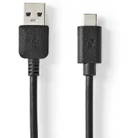 Nedis USB-Kabel - USB 3.2 Gen 1 - USB-A Stecker - USB-C Stecker - 60 W - 5 Gbps - Vernickelt - 2.00 m - Rund - PVC - Schwarz - Box