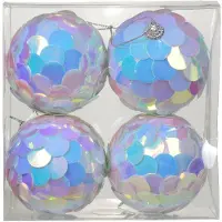 Décoris 4 Weihnachtskugeln 8cm Kunststoff klassisch & bruchsicher Christbaumkugeln Pailletten Weihnachtsbaumkugeln Christbaumschmuck Weihnachtsbaumschmuck