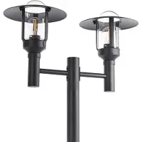 Beliani Außenlaterne Schwarz aus Aluminium 2 Flammig 2 Lampen Mastleuchte Stehleuchte Außenleuchte Gartenlaterne Outdoor Modernes Design für Garten