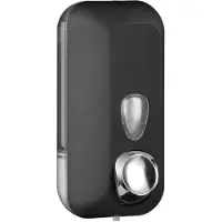 Marplast Seifenspender 550 ml Kunststoff schwarz mit Druckknopf und Sichtfenster