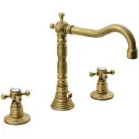 Sapho ANTEA 3-Loch Waschtischarmatur mit Retro-Einlauf, mit Ablaufgarnitur, Bronze