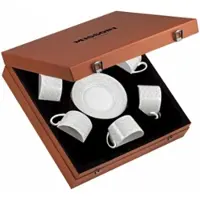 Missoni Geschenkbox Tasse & Untertasse Luxury Gift Box Zig Zag White 220 ml (Set von 6)
