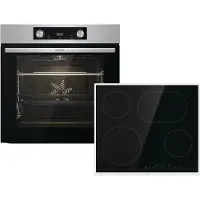 Gorenje Steel Steam Set BOS6737E06X+ ECT43X Steel Steam Backofen Set mit Glaskeramikkochfeld, 60cm