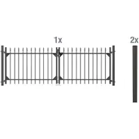 GAH Alberts Zaundoppeltür ALBERTS "Chaussee", grau (anthrazit), B:300cm H:100cm, Aluminium, Tore, Zaundoppeltür, Breite: 300 cm, Höhe: 100 und 120 cm