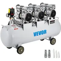 Vevor -Luftkompressor, 22 Gallonen, ultraleiser, ölfreier Luftkompressor, 100-l-Tank, leiser Luftkompressor, 2,2 kW, ölfreier Kompressor, geräuscharm mit sicherem Magnetventil