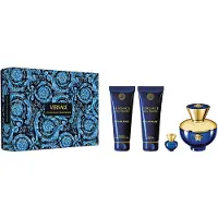 Versace Dylan Blue Pour Femme Set Eau de Parfum, 100 ml + Duschgel, 100 ml + Körperlotion, 100 ml + Eau de Parfum Miniatur, 5 ml