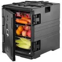 Vevor Isolierter Lebensmittelbehälter-Träger, Frontlader, Catering-Box, stapelbar, 82 Qt, Schwarz