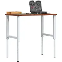 vidaXL Werkbank Dunkelbraun 100x60x(71,5-98) cm Massivholz Eiche