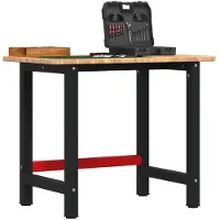 vidaXL Werkbank Hellbraun 100x60x81,5 cm Massivholz Eiche Rechteckig