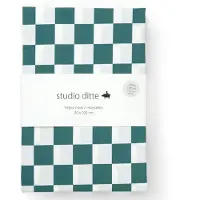 Studio Ditte Spannbettlaken Blokjes Petrol Green-90 x 200 cm