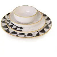 Hermia Concept , X0001606300000000000000000, Essservices, Keramik-Geschirrset (24-teilig), Mattweiß, Keramik Steinzeug, 22 x 22 cm