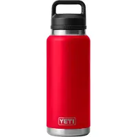 Yeti Rambler Bottle 36oz Chug Cap, Rescue Red, Thermoflasche mit Trinkverschluss, 1 L