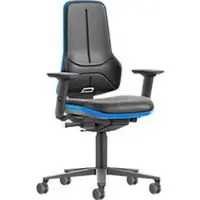 BIMOS Arbeitsdrehstuhl Neon XXL 9575, bis 180 kg, ohne Kopfstütze, mit Armlehnen, Synchronmechanik, PU-Schaumpolster, schwarz-blau