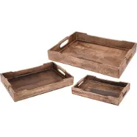 Excellent Housewares Serviertabletts Mango Holz - 3 Stück