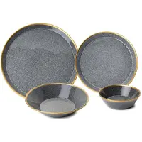 Hermia Concept , FRZ16YS856A13520, Essservices, Tafelservice (16-teilig), Schwarz, Porzellan, 25 x 25 x 2,5 cm