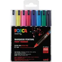 Posca - PC1MR - Extra Fine Tip Pen - Basic Colors, 8 pc