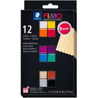 Staedtler FIMO professional 8043 ofenhärtende Modelliermasse Materialpackung "Basic Colours", 12 Halbblöcken je 25g