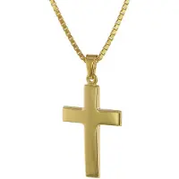 Trendor 75221 Kreuz-Anhänger 24 mm Gold 333 (8 Kt.) mit plattierter Halskette