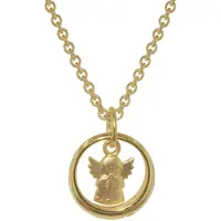 Trendor 72931 Anhänger Taufring mit Engel Gold 333 mit goldplattierter Kette