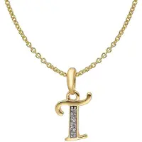 Trendor 41520-T Buchstaben-Anhänger T Gold 333/8K mit vergoldeter Silberkette