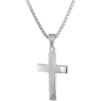 Trendor 39910 Kreuz 21 mm Weißgold 333 (8 Kt) mit Silber-Halskette