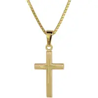 Trendor 75276 Kreuz-Anhänger Gold 585 (14 Kt.) + Goldplattierte Kette