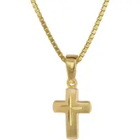 Trendor 75273 Kreuz-Anhänger für Kinder Gold 585 (14 Kt.) + Plattierte Kette