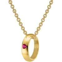 Trendor 39460 Anhänger Taufring Gold 333 mit Rubin an goldplattierter Kette