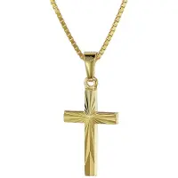 Trendor 08508 Kreuz für Kinder Gold 333/8 Karat 18 mm + goldplattierte Kette