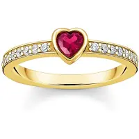 Thomas Sabo TR2448-995-10 Damenring mit rotem Herz vergoldet
