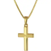Trendor 75680 Kreuz-Anhänger für Kinder Gold 333 mit goldplattierter Halskette
