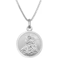 Trendor 41462 Halskette mit Erzengel Michael Anhänger Ø 16 mm 925 Silber
