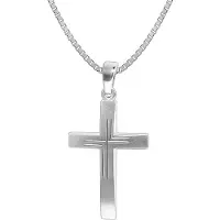 Trendor 35850 Herren-Halskette mit Kreuz 925 Silber 31x19 mm