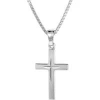 Trendor 75419 Kreuz-Anhänger 18 mm Weißgold 585 mit Silberkette für Kinder