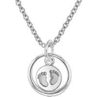 Trendor 08467 Taufkette 925 Silber Taufring mit Anhänger Babyfüße
