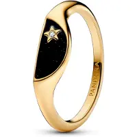 Pandora 163325C01 Damen-Siegelring Halbiert Emaille Goldfarben