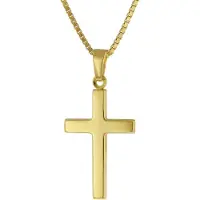 Trendor 41115 Kreuz für Damen und Herren Gold 585 mit Vergoldeter Silberkette