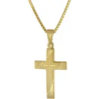 Trendor 75676 Kreuz Anhänger Gold 333 mit goldplattierter Silberkette