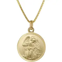 Trendor 41438 Schutzengel Anhänger Ø 18 mm Gold 333 an goldplattierter Kette