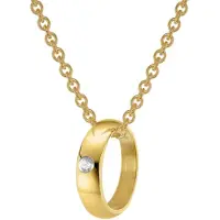 Trendor 39475 Anhänger Taufring Gold 333 mit goldplattierter Silberkette