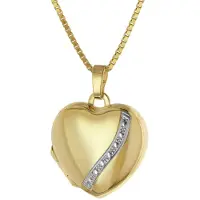 Trendor 39056 Medaillon Herz Gold 333 / 8K mit Vergoldeter Damen-Halskette