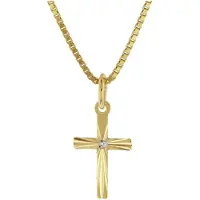 Trendor 51954 Kreuz-Anhänger für Kinder Gold 585 mit Vergoldeter Silberkette