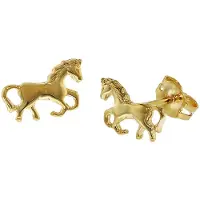 Trendor 35809 Kinder-Ohrringe Gold 333 Pferde Ohrstecker