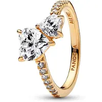 Pandora 161198C01 Damenring Doppeltes Funkelndes Herz Goldfarben