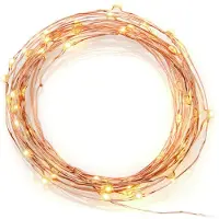 Konstsmide - LED Tropfenlichterkette, 50 bernsteinfarbene Dioden, 3V_Innentrafo, kupferfarbener Draht- 6386-860