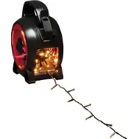 Konstsmide Weihnachtsbeleuchtung für den Außenbereich Lichterkette auf Kabeltrommel 7 Meter 100 LEDs Bernsteinfarben IP44 Schwarz/Rot